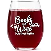 Glassicle Book Lovers Gifts for Women – Stemless Wine Glass for Readers – Funny Bookish Gift, Christmas & Stocking Stuffer for Women Who Love Books and Wine – Books and Wine Make Everything Fine