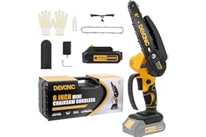 XGOLD EVONIC Mini Chainsaw,6-Inch Electric Chainsaw Cordless,Portable Handeld Chain Saw with Safety Lock and Overload Protection,for Tree Trimming, Wood Cutting, Gardening(1 battery)