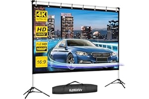 KdWiHVv Projector Screen and Stand,120 inch Portable Outdoor Movie Screen,Clear Display and Sturdy Frame 16:9 Anti-Crease Rea
