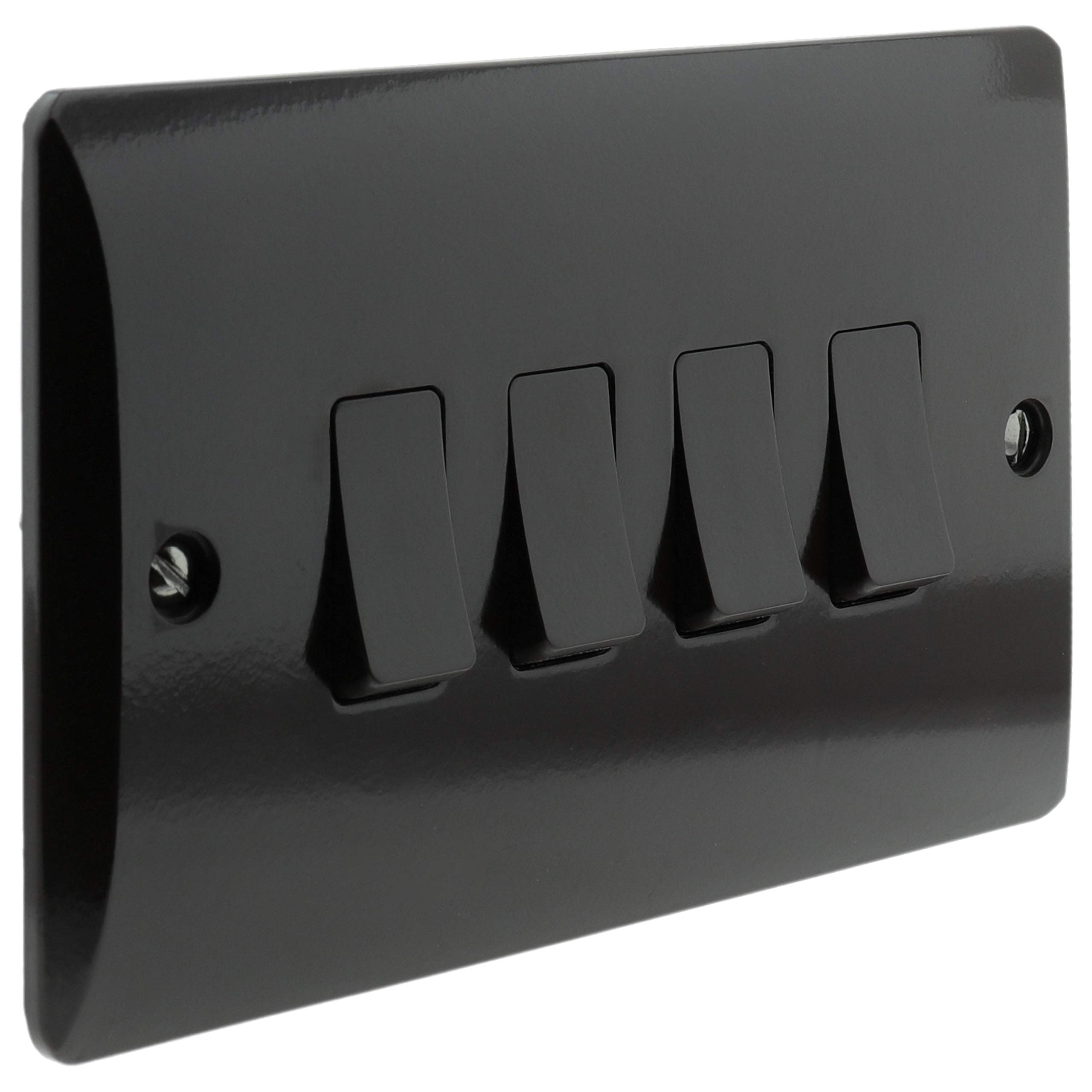 4Gang 2Way 10Amp Light Switch in Vintage Period Style Bakelite Dark Brown Part of the eXalt V1.0 Brand Standard UK Single Pole 2-Way Rocker Light Switch 4-Gang — image 1