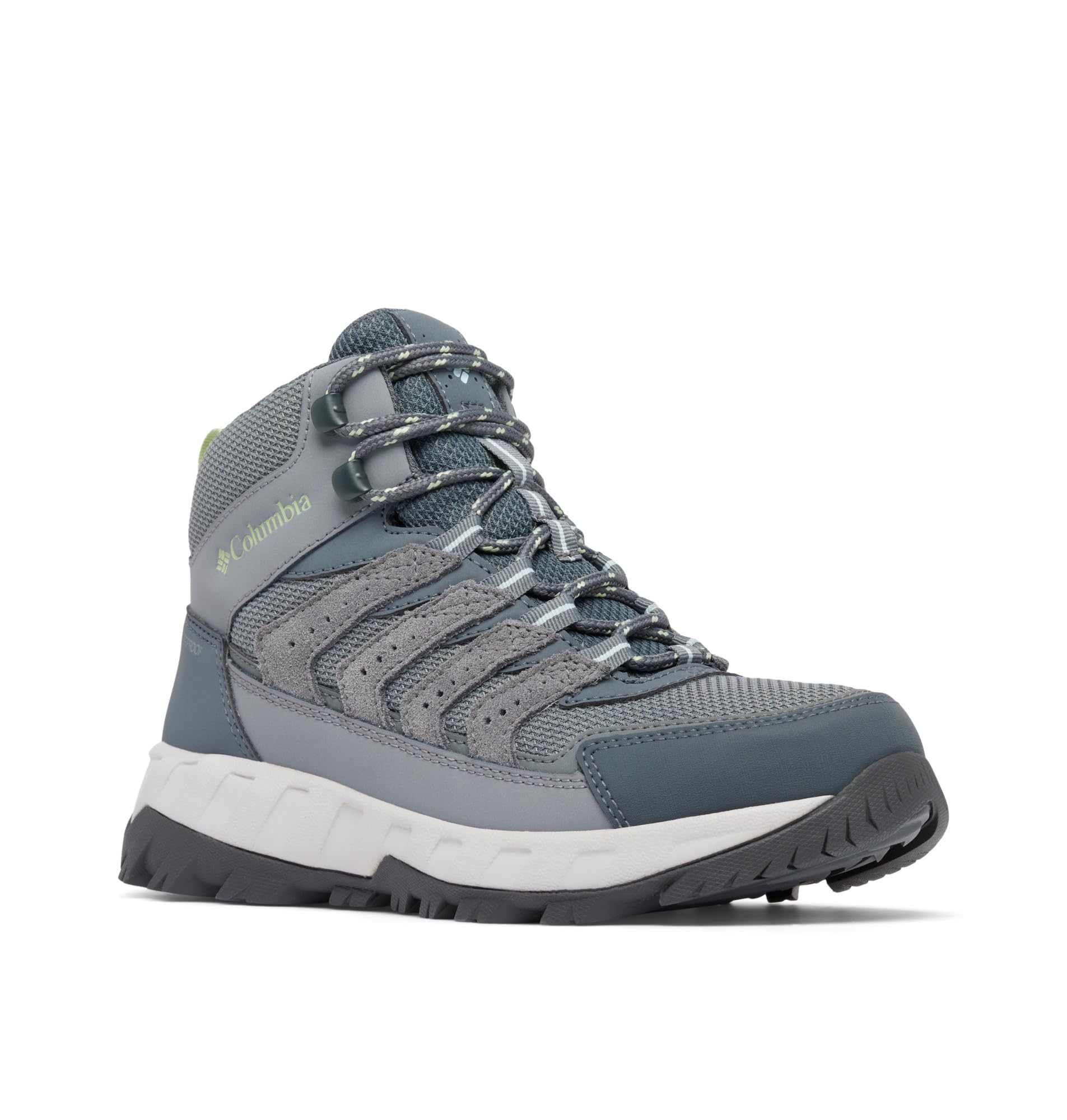 Columbia Womens Strata Trail Mid Waterproof, Titanium Grey Steel/Sage Leaf, 10.5