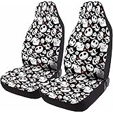 GENANY Horror Nightmare Skellington 2 Front Car Seat Covers for Car Truck Sedan SUV, Christmas Car Gifts, Durable Automotive Seat Covers, Breathable Bucket Seat Covers, Protective Interior Accessory