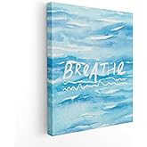 Inspirational Wall Decor, Breathe Ocean Wave Wall Art Prints, Spiritual Posters Wall Art Decor for Home Office Spa Yoga Room Meditation Room, Relaxing Wall Art, 11x14 Inch Framed