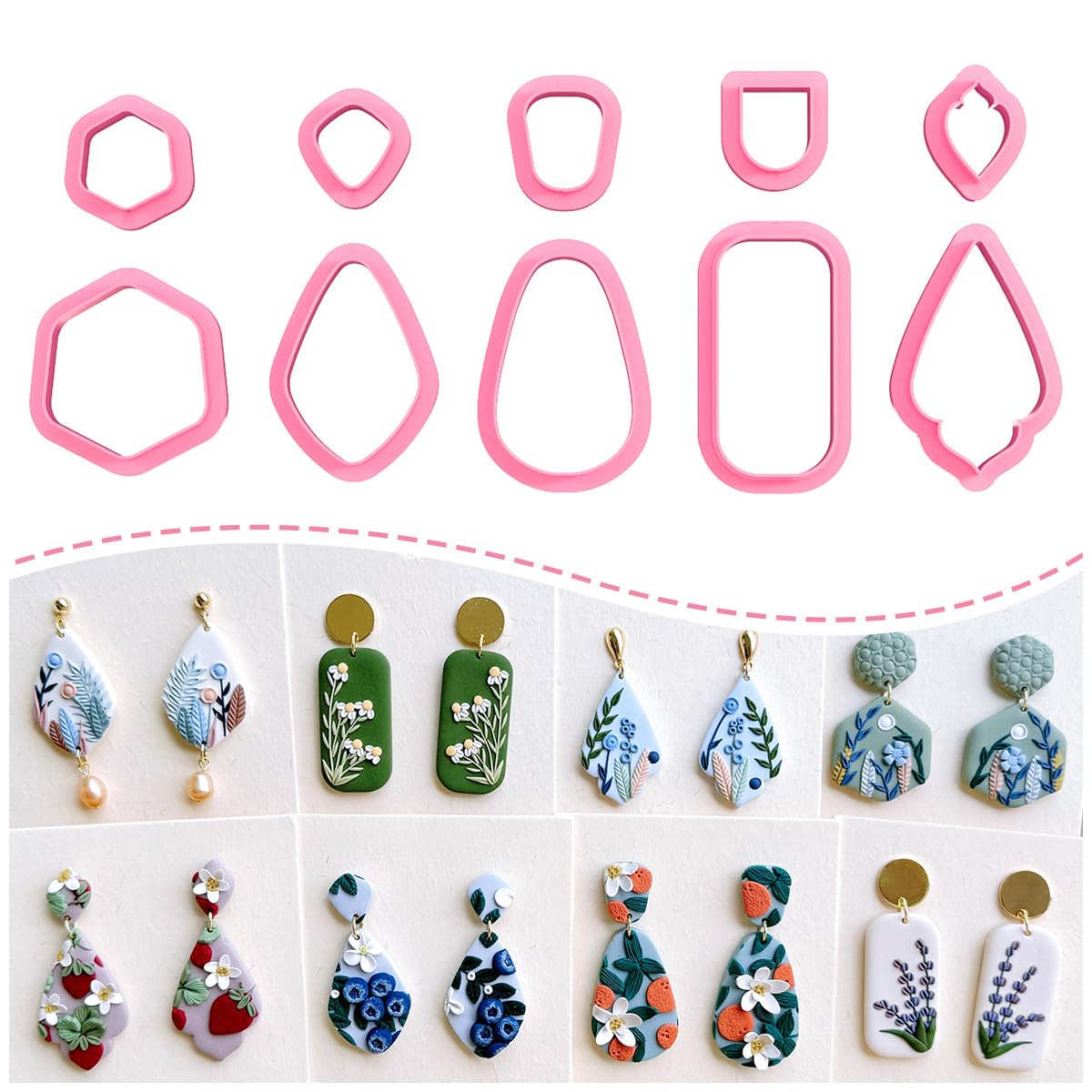 Keoker Polymer Clay Cutters, Clay Cutters for Polymer Clay Jewelry, Basic Polymer Clay Cutters, Clay Earrings Cutters.(A)