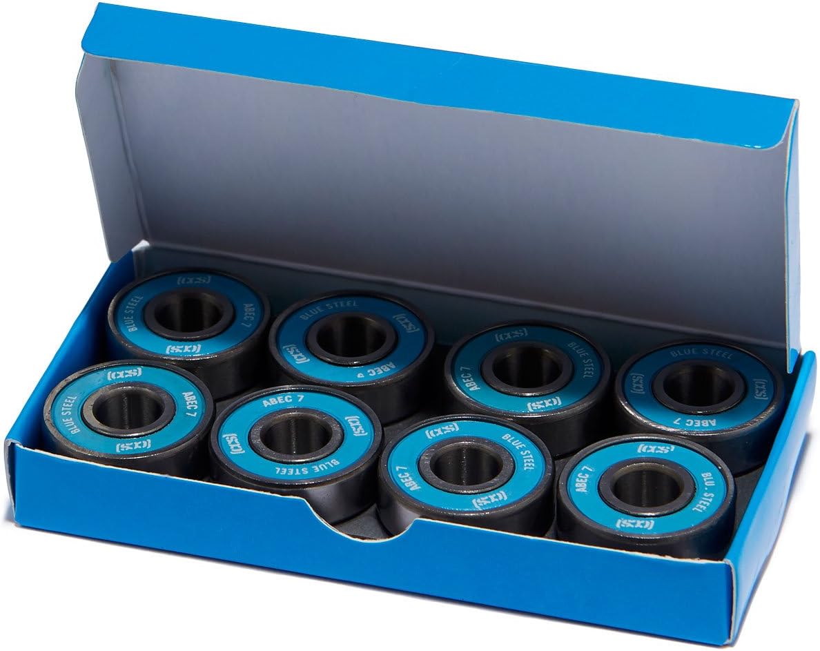 CCS Premium Skateboard/Longboard Blue Steel Bearings ABEC 7 (Pack of 8)