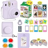 Fujifilm Instax Mini 12 Instant Camera Lilac Purple + Shutter Compatible Carrying Case + Fuji Film Value Pack (20 Sheets) + Shutter Accessories Bundle, Color Filters, Photo Album, Assorted Frames.