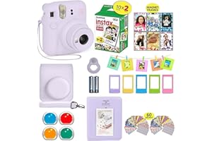 Fujifilm Instax Mini 12 Instant Camera Lilac Purple + Shutter Compatible Carrying Case + Fuji Film Value Pack (20 Sheets) + Shutter Accessories Bundle, Color Filters, Photo Album, Assorted Frames.