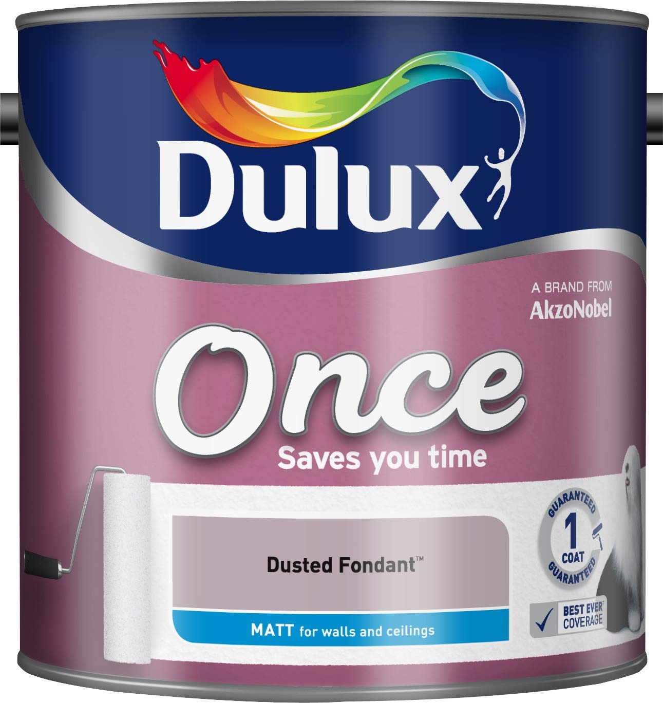 Dulux Once Matt Emulsion Paint For Walls And Ceilings - Dusted Fondant 2.5L