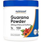Nutricost Guarana Extract Powder 100 Grams Per Bottle, 220mg of Natural Caffeine per Serving - Natural Brazilian Herbal Caffeine/Energizer Supplement