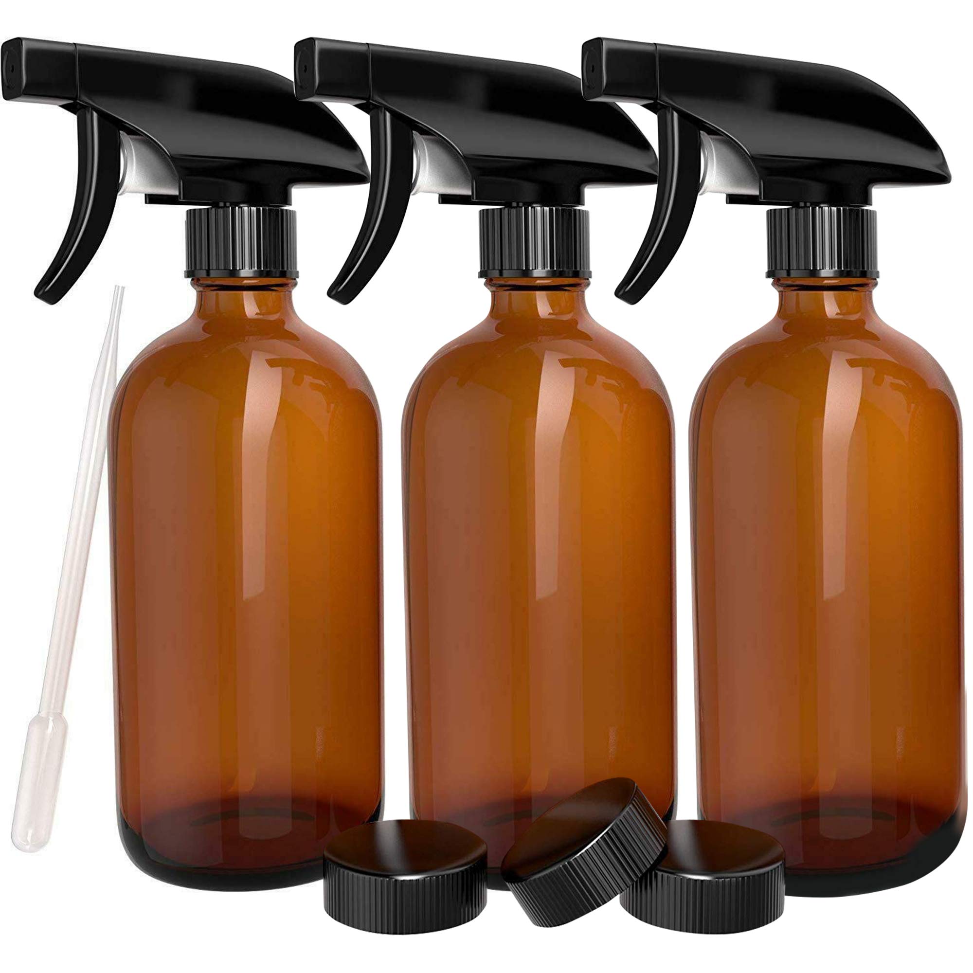 Nylea 3 Pack Glass Spray Bottles (16 OZ) Durable and Refillable