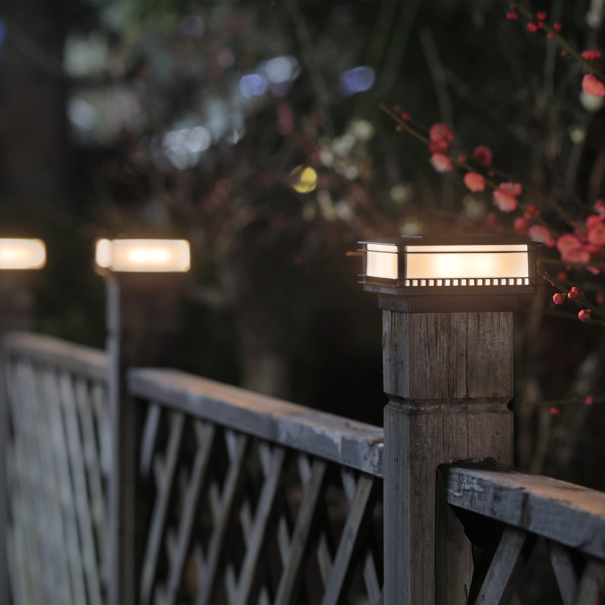 Dynaming 6 Pack Solar Post Cap Lights Outdoor, Classic Solar Powered Fence, High Brightness Warm White SMD LED Lighting Decor for Garden Deck Patio, Fit 4x4, 5x5 or 6x6 Wooden Posts