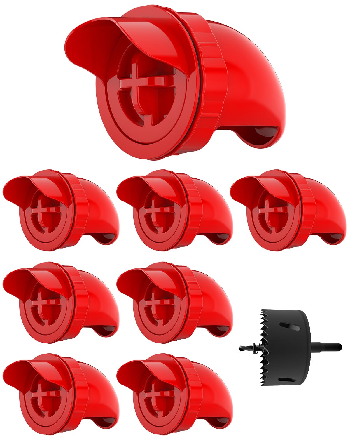 Photo 1 of [8 Pack] Aopchry Automatic Chicken Feeder (Red), Chicken Feeders No Waste Feed, Egg Shaped Thickened Design, Rain-Proof, Suitable for Various Poultry, with Mounting Hole Opener