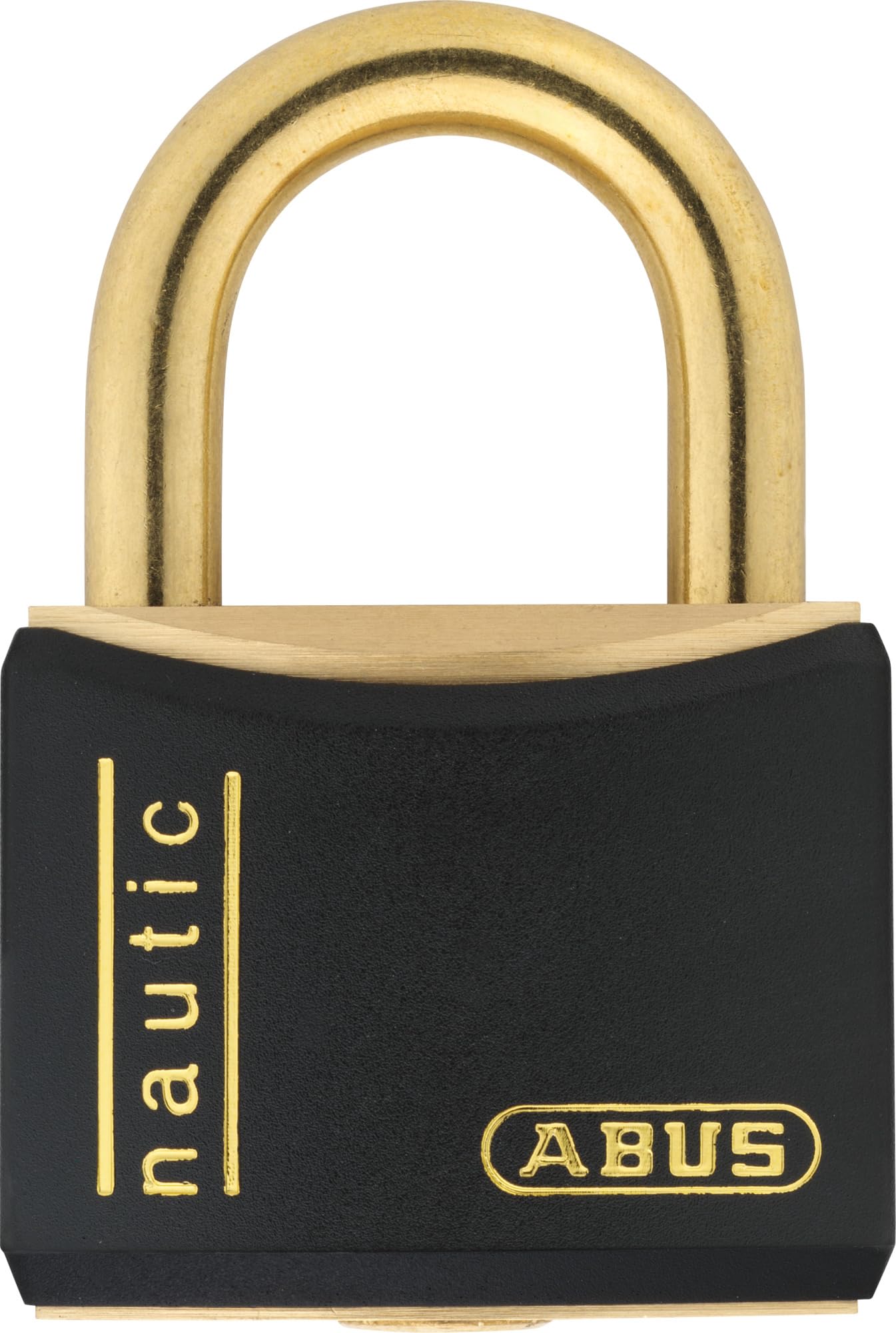 ABUS Padlock T84MB/40 Nautic, Stainless Brass, Anti-Picking Security, Vinyl-Coated & Antistatic, Weatherproof Outdoor Lock – 40 mm, Black