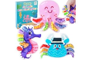 HOPIHY 3 Pack Sensory Toy Easter Basket Stuffers for Toddler Activities Toy Fidget Pads (Octopus Seahorse Crab)