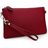 YALUXE Women's Genuine Leather Wristlet Purse Clutch Handbag with Phone Pocket Card Holder and Crossbody Strap