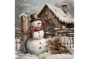 ZHUDENGXJL Winter Snowman Diamond Art Kits for Adults,Christmas Snow House 5D Diamond Painting,DIY Diamond Painting Kit Crafts Arts Kit for Adults,Home Wall Decoration 12x12inch