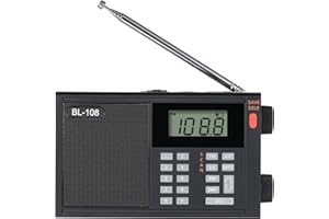 FIOLEES Digital AM FM Radio, Portable LCD Shortwave Radio, 1200mAh Rechargeable Battery or AA Battery Powered Digital Tuner, Loud Bass Speaker, Stereo Earphone Jack, Support USB and TF Card (Black)