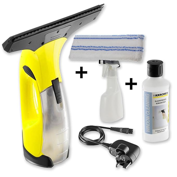 Kärcher WV2 Window Vacuum Cleaner + Karcher Cleaning Fluid + SPARES2GO