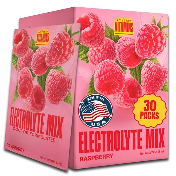 DR. PRICE’S ELECTROLYTES HYDRATION POWDER PACKETS – RASPBERRY,...