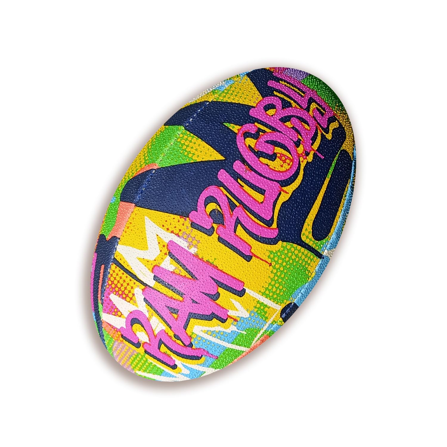 Ram Rugby Fun Graffiti Squad Trainer Rugby Ball - Available in Sizes 5, 4, 3, & 1 (Mini) - For Kids & Adults - Club Quality Training Rugby Ball - 3-D Grip – Great