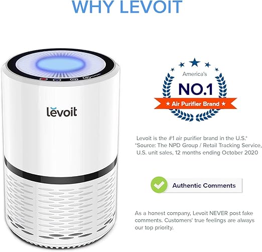 Amazon Com Levoit Air Purifier For Home With True Hepa Filter Air Cleaner For Allergies And Pets Smokers Dust Pollen Quiet Odor Eliminators For Bedroom With Optional Night Light 2 Year Warranty Lv H132 Home