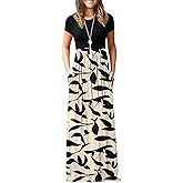AUSELILY Women's Classic Short Sleeve Loose Plain Casual Long Maxi Dresses for Women 2026