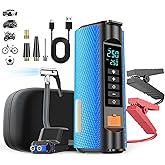 Jump Starter with Air Compressor,2500A car battery Jump starter,12V car booster jumper cable kit,Car Charger 150PSI portable tire inflator,battery charger,multi-function LED outdoor emergency lighting