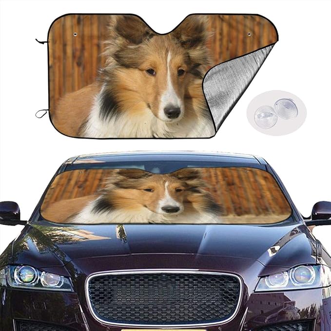 XTing Beautiful Sheltie Dog Windshield Sun Shade Blocks UV