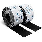 3M Hook and Loop Self Adhesive Tape 2” x 20Ft 9448A Sticky Back Interlocking Nylon Fabric Fastener Heavy Duty Adhesion Strip Tape Black(9448AG)