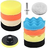 XhjzgcTech 10-Pack Car Polishing Pads, 3 Inch Foam, Buffer Polisher for Drill, Fleece Pad Wax Buffer Drill Polisher Attachmen