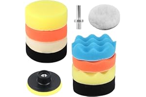 QBXMY7 11Pcs Car Buffing Pads for Drill Polishing Pad for Drill Polishing Kit,3Inch Foam Polishing Pads,car buffers and Polishers kit,Wool Pads Wax Buffer Drill Polisher Attachment with M10Adapter