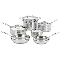 Cuisinart Chef's Classic 10-Piece Stainless Steel Pots and Pans Set, Cool Grip™ Handles, Silver (77-10PC)