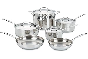 Cuisinart Chef's Classic 10-Piece Stainless Steel Pots and Pans Set, Cool Grip™ Handles, Silver (77-10PC)