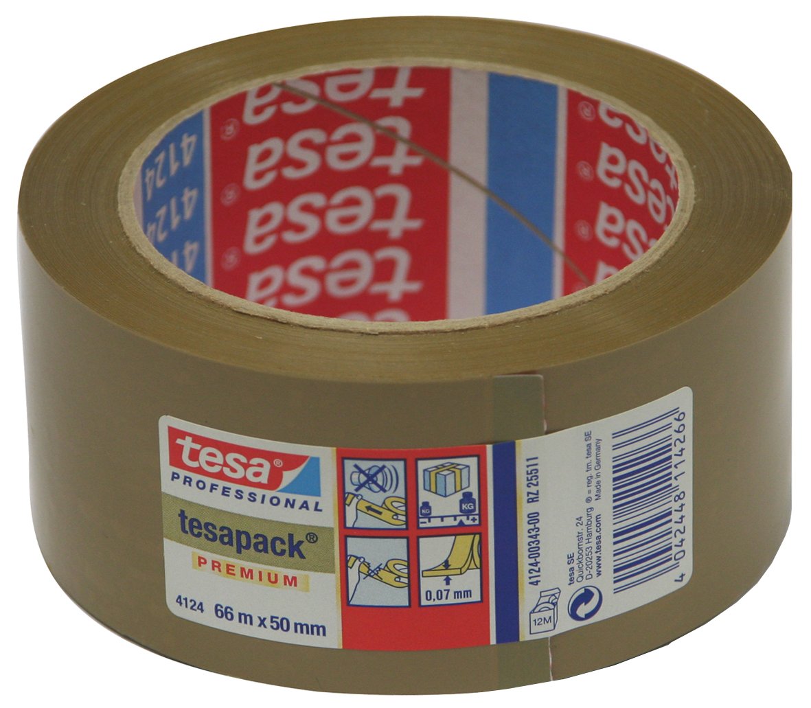 Tesa 04124-00343-00 Pack Premium Packing Tape 66 m 50 mm Brown