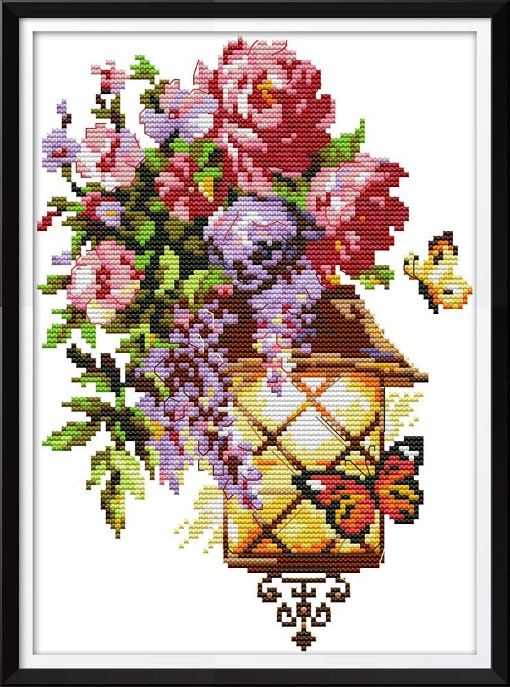 ABEUTY Cross Stitch Kits Butterfly to Light for Adults Pre Printed or NOT, DIY 14 Count Embroidery Sewing Starter Kit Stamped or Unstamped DMC Needlework Easy Beginners (Unstamped)