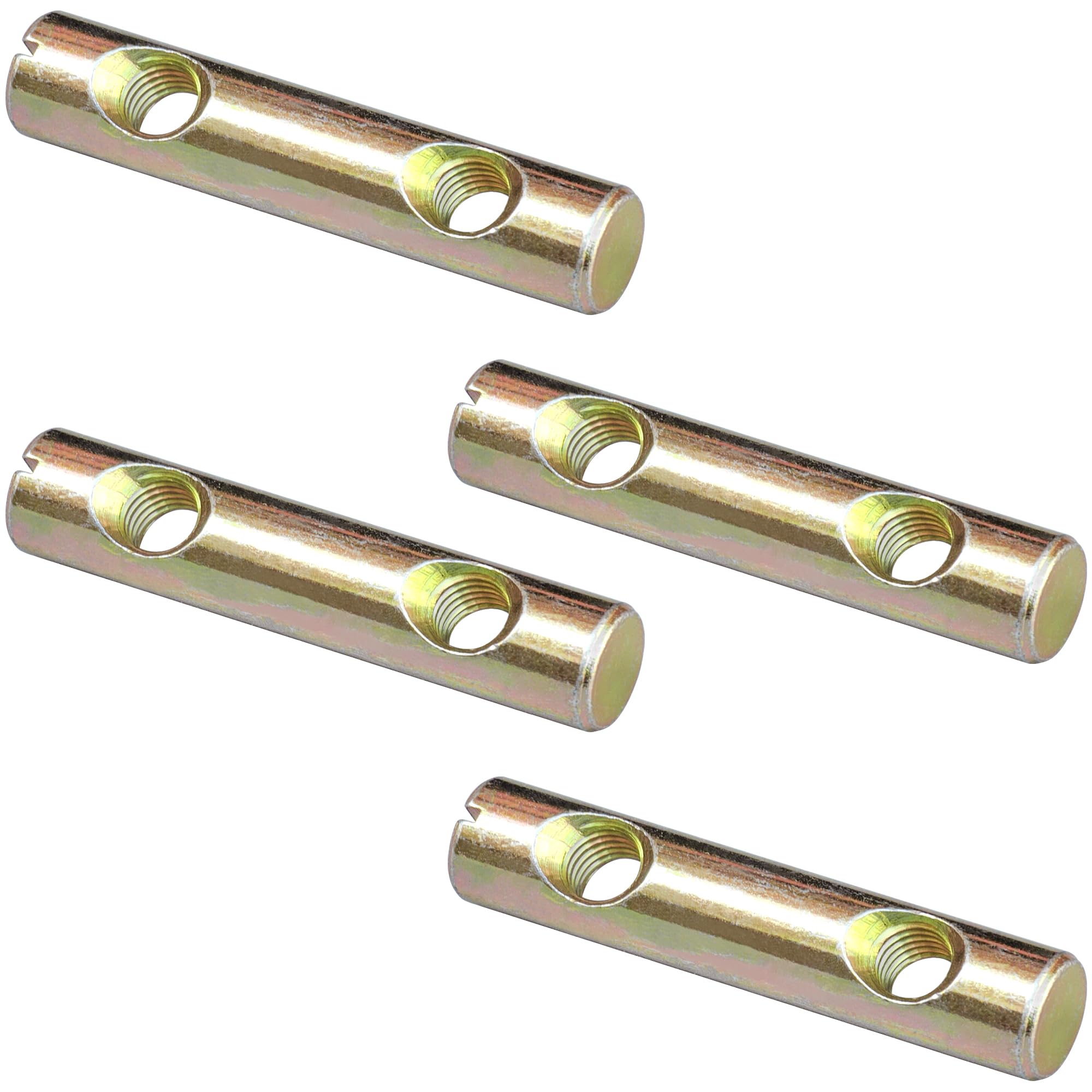 4 PCS Double-Hole Barrel Nuts, Zinc-Plated Carbon Steel Nut with Flat-Slot Design (M8 x 60mm)