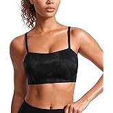 CRZ YOGA Butterluxe Womens Adjustable Spaghetti Thin Strap Sports Bra - Padded Wireless Square Neck Workout Yoga Clothes