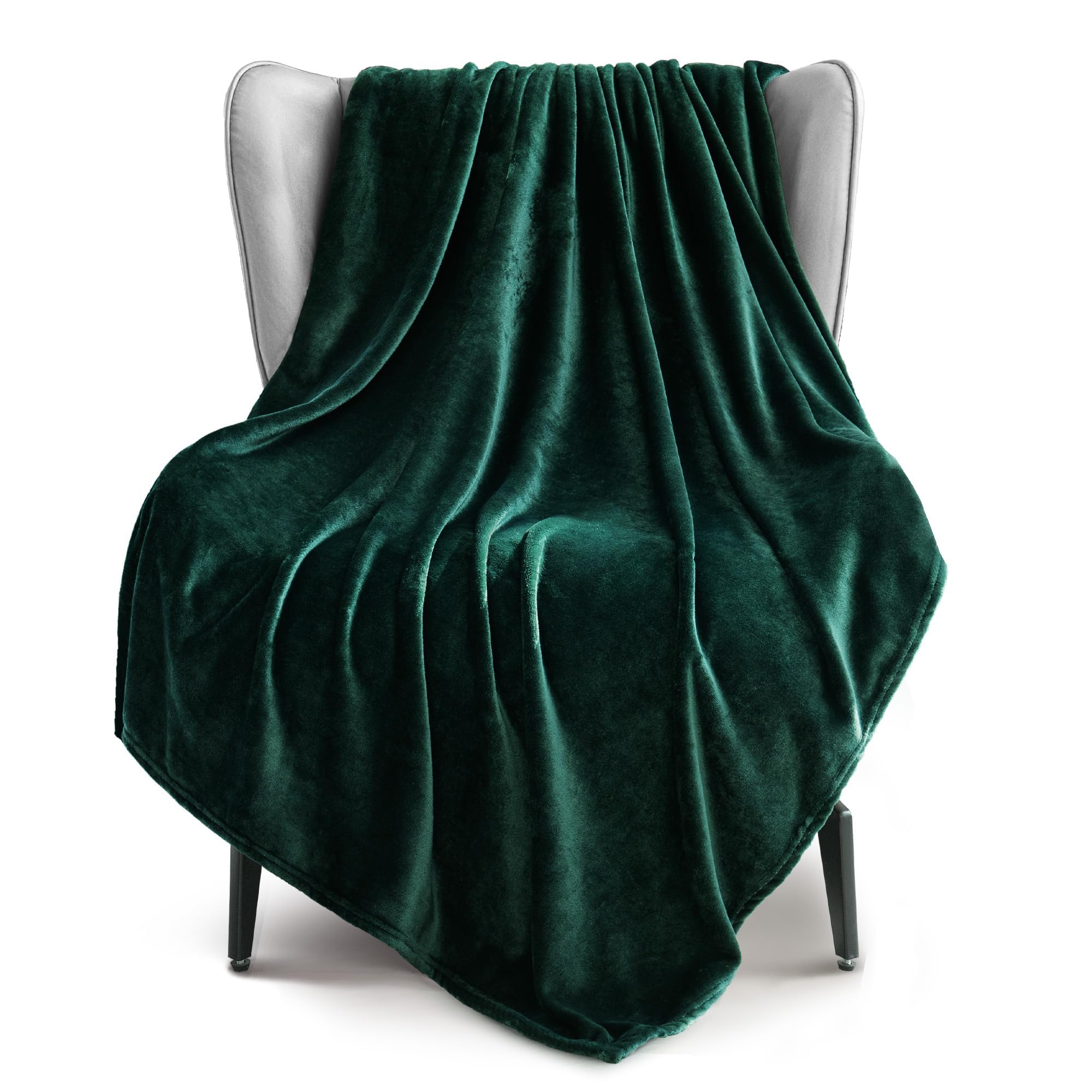 Exclusivo Mezcla Extra Large Fleece Throw Blanket for Couch, Sofa, 300GSM Super Soft and Warm Blankets, Forest Green Throw All Season Use, Cozy, Plush, Lightweight, 127x178 CM