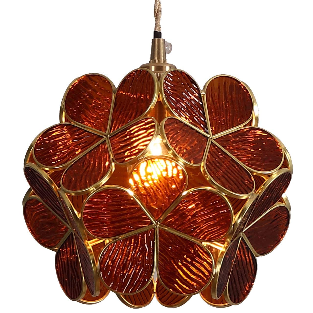 Bieye Petals Tiffany Style Stained Glass Ceiling Pendant Light with 19-inch Wide Lampshade