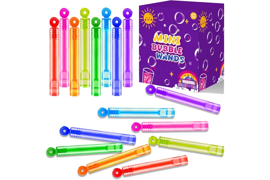 Party Goodie Bag Stuffer Fillers for Kids, 32 Pack Mini Bubble Wand Toys Gifts for Toddler, Small Birthday Summer Beach Pool Camping Party Favor Supplies,4th of July Classroom School Stuff Treat Prize