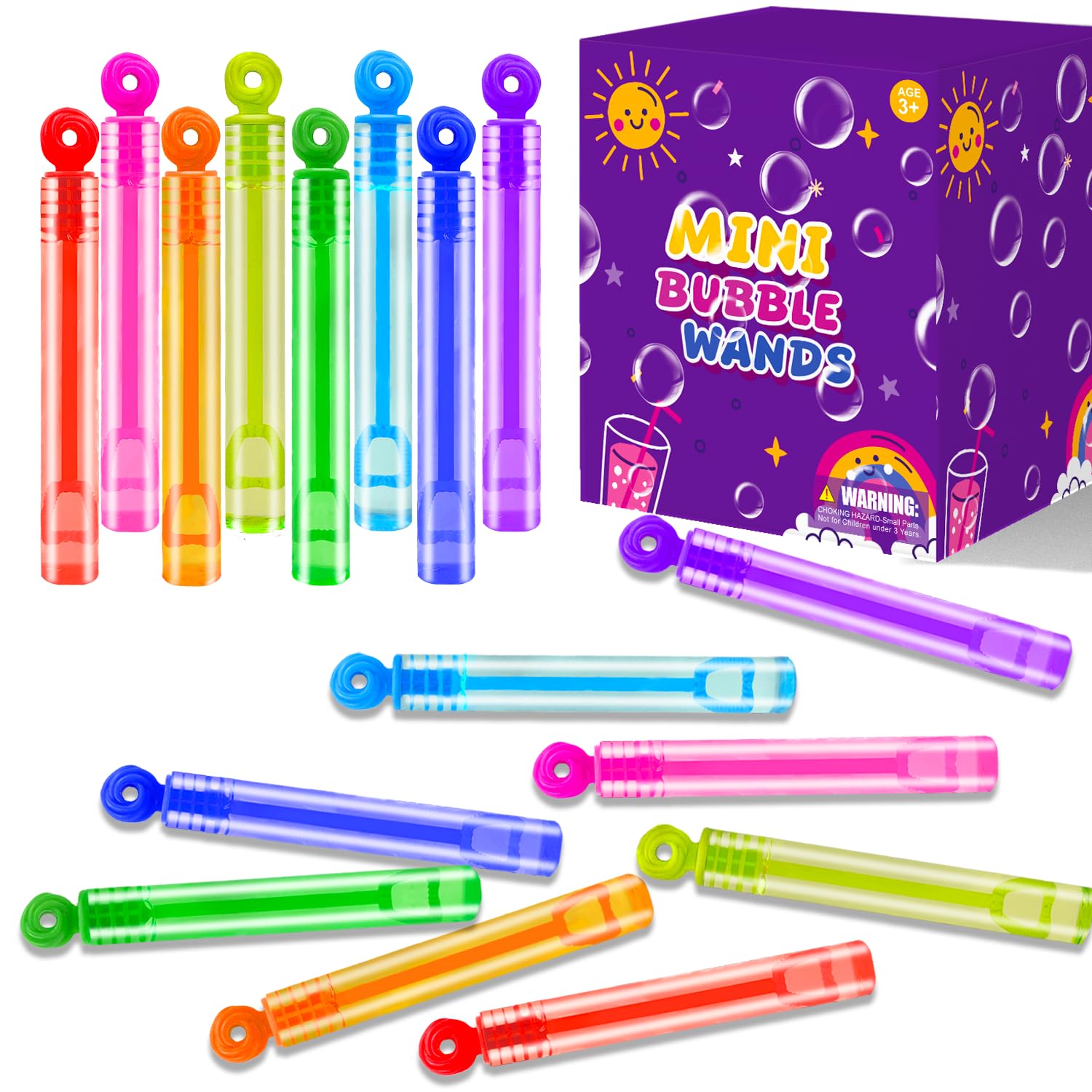 Photo 1 of Party Goodie Bag Stuffer Fillers for Kids, 32 Pack Mini Bubble Wand Toys Gifts for Toddlers, Small Halloween Basket Pinata Birthday Camping Wedding Party Favors Supplies Classroom School Stuff Prizes