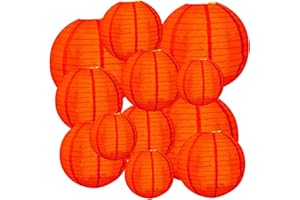 HSZJSTO Red Paper Lanterns 12 Pcs Assorted Size of 6" 8" 10" 12" Chinese Round Paper Hanging Decorations Lanterns Lamps for New Year, Spring Festival, Home Decorations, Parties, and Weddings