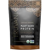 Truvani Organic Vegan Protein Powder Chocolate - 20g of Plant Based Protein, Organic Protein Powder, Pea Protein for Women an