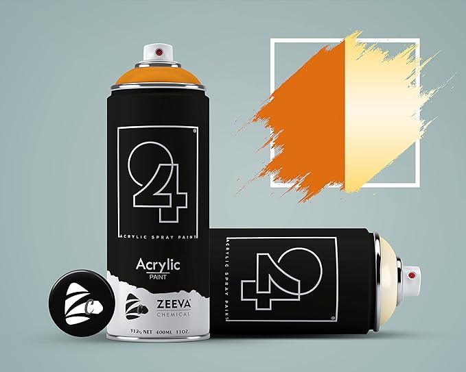 24 Acrylic Deep Orange & Bright Gold Pearl Spray Paint 400 ml (Pack of