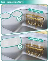 HapiRm Sink Caddy M-Shaped Sponge Holder Stainless Steel No Drilling 2 Adhesives view 3