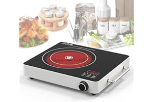 VBGK Electric Cooktop,120V 1800W Electric Stove Top with Knob Control,9 Power Levels, Kids Lock & Timer, Hot Surface Indicato