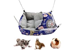 MuYaoPet Winter Warm Guinea Pig Rabbit Hedgehog Bed Sugar Glider Squirrel Hamster Hanging Cave Bed Snuggle Sack for Cage Accessories (13.7x9.8x3.1 Inch (Pack of 1), Blue)