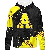 COZYAURA Custom Kids Hoodies Sports Sweatshirts for Girls - Softball Graphic Hooded Pullover Gifts for Teens Youth Gold