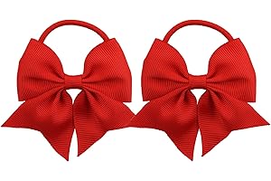 LDDCX Baby Girls' Hair Ties baby girls' hair accessories Baby Hair Ties with Bows for Toddler Ponytail Holders Small (FS3) (Red)