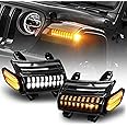 M MIBAHE LED JL Fender Lights with LED Side Marker Lights Replace for Jeep Wrangler JL 2018-2022 Sahara, Rubicon, High Altitude Models with STOCK HALOGEN Turn Signal